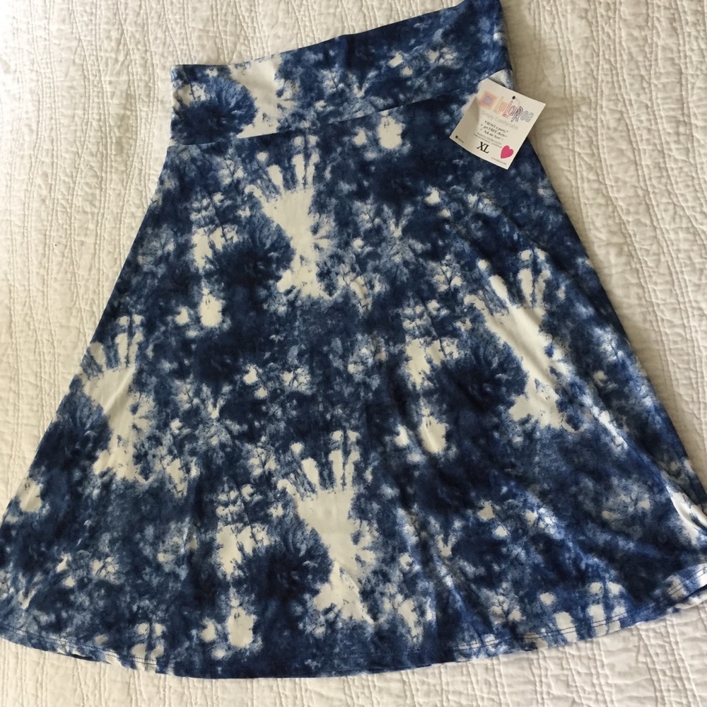 LuLarRoe Azure Blue Tie-dye Skirt XL NWT
